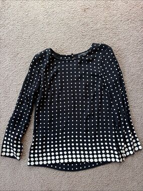 J. Crew Black Long-Sleeve Polka Dot Top